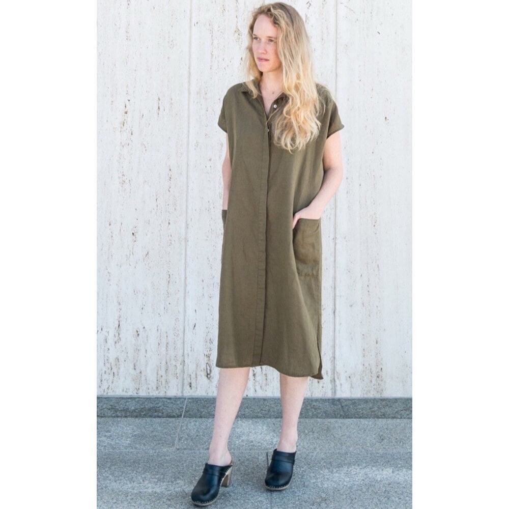 Esby Darby Shirtdress XS Brown Lagenlook Dress Casual